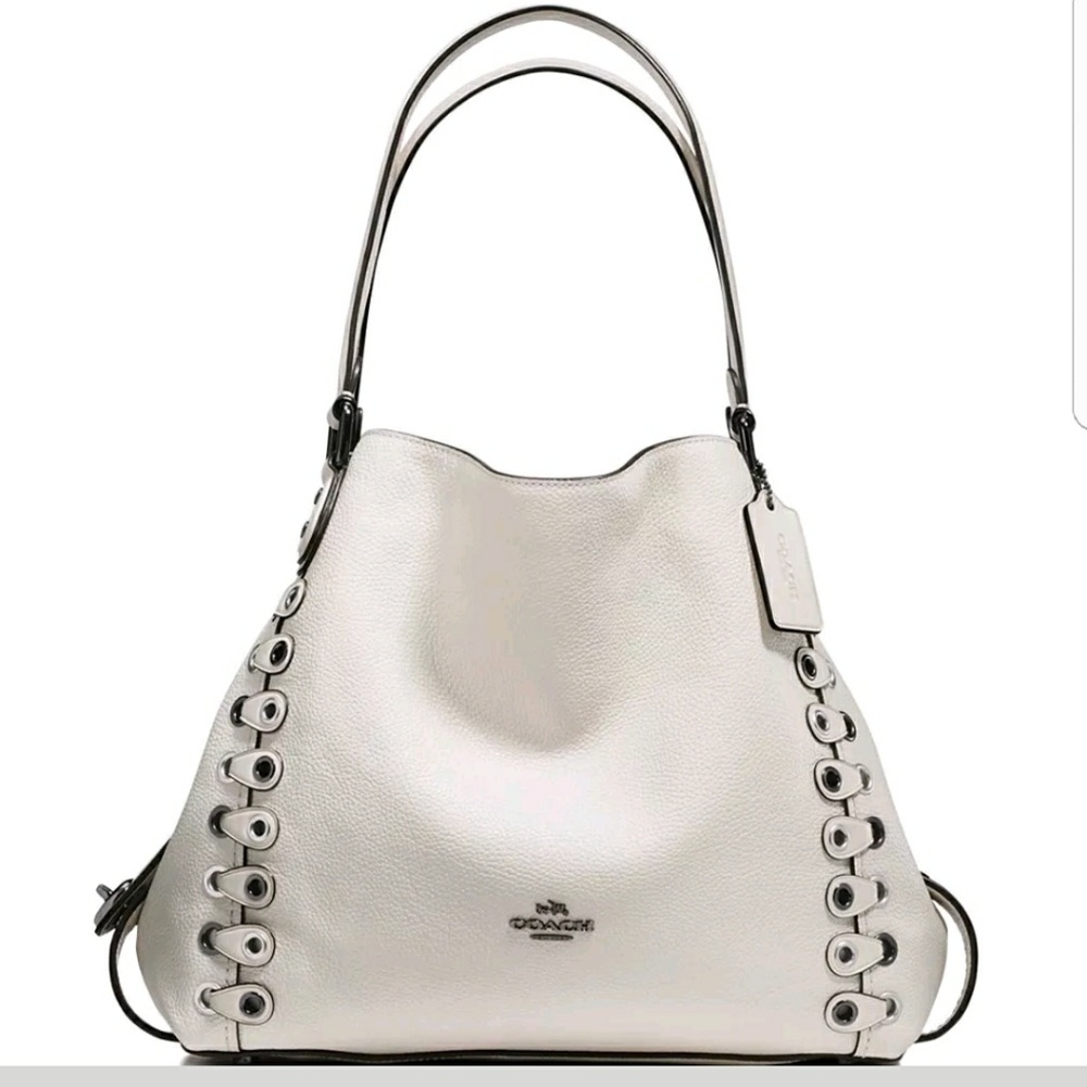 Coach Edie Pebble Leather Chalk